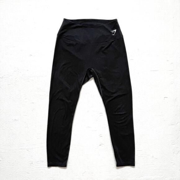Gymshark Black High Rise Crop Leggings, Size Medium - Picture 1 of 8